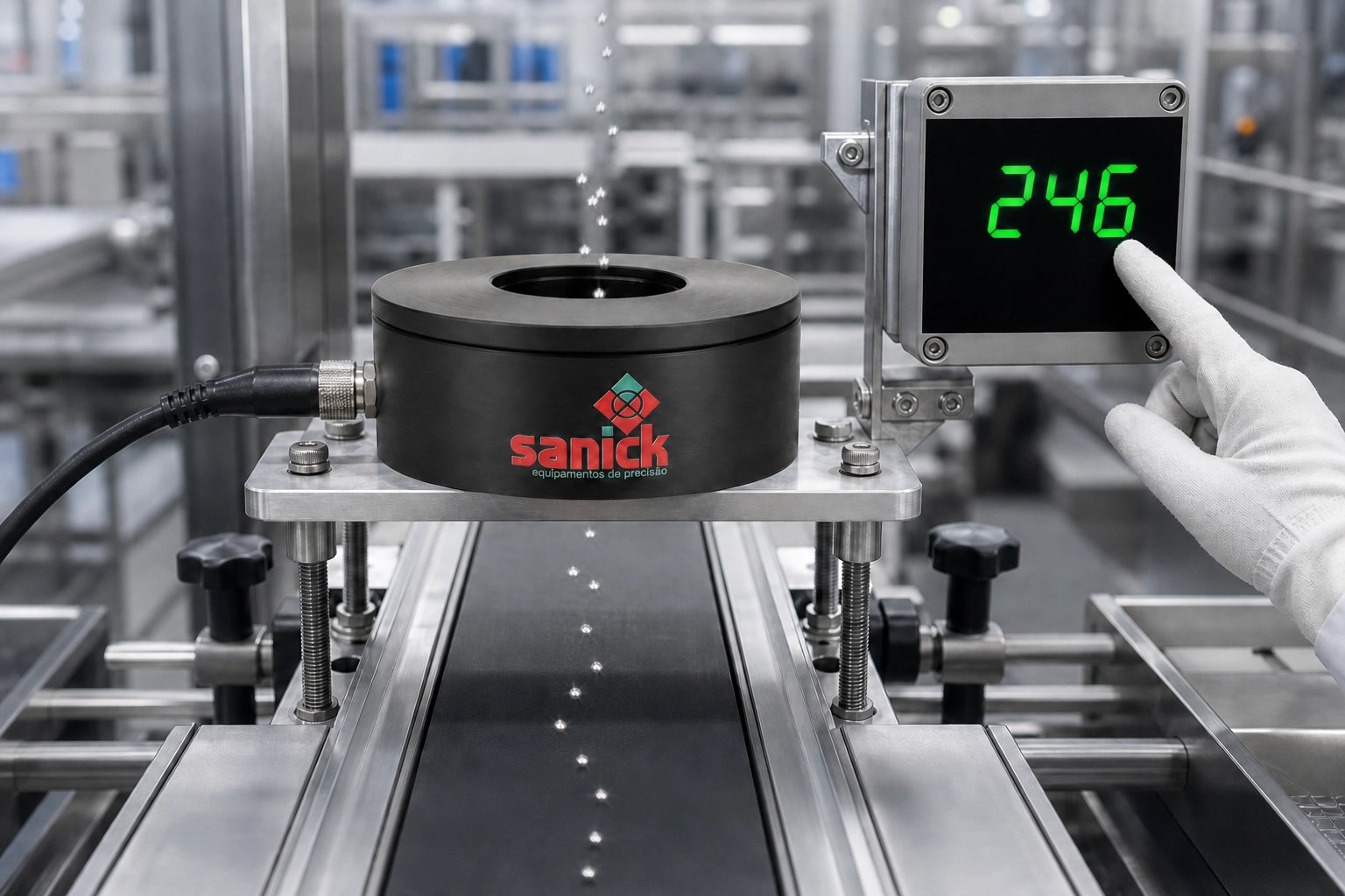 Sensor Sanick Intelicount contando peças em tempo real